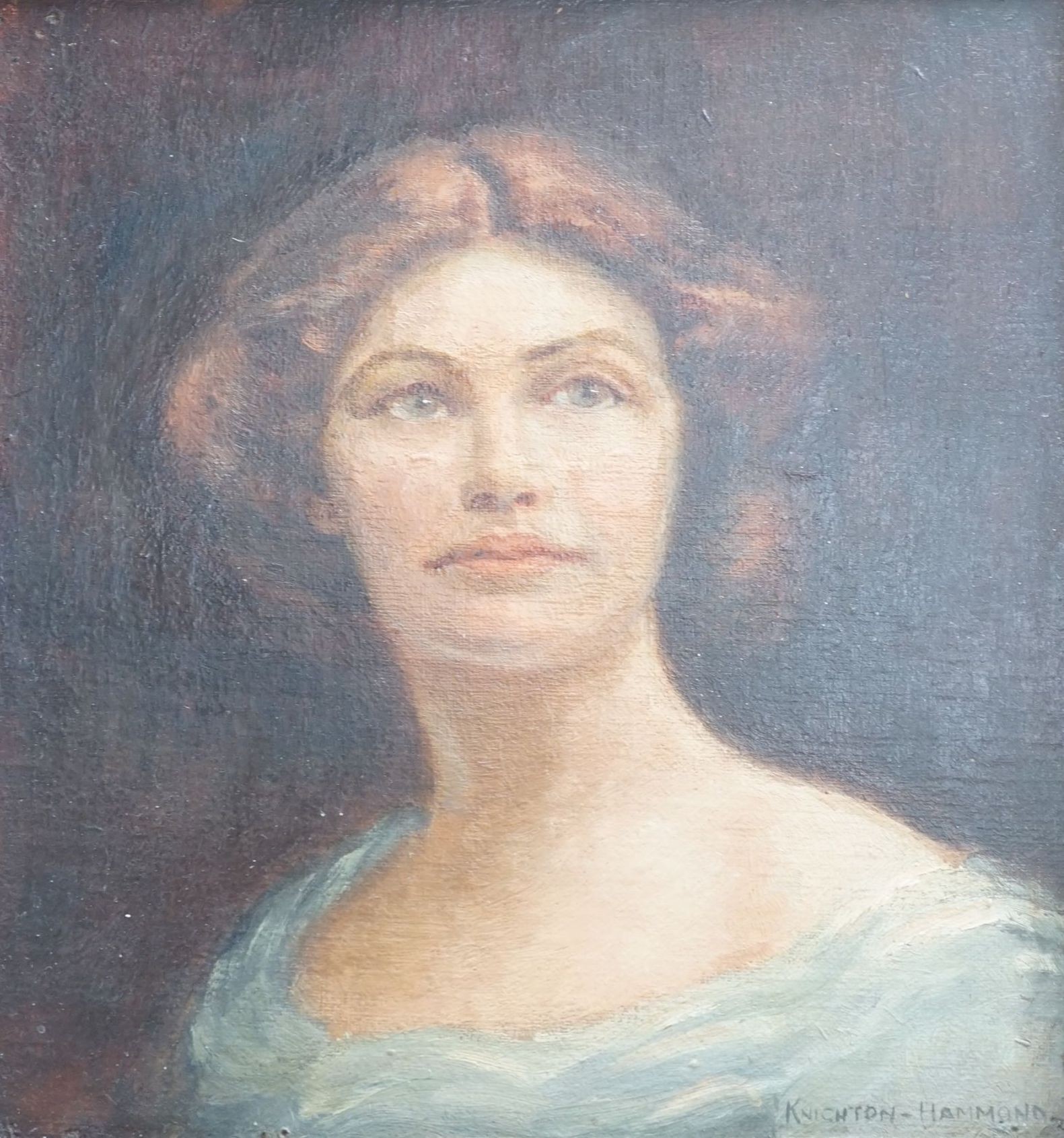 Arthur Knighton-Hammond (1875-1970), oil on board, Portrait of a lady, signed, 23 x 21cm